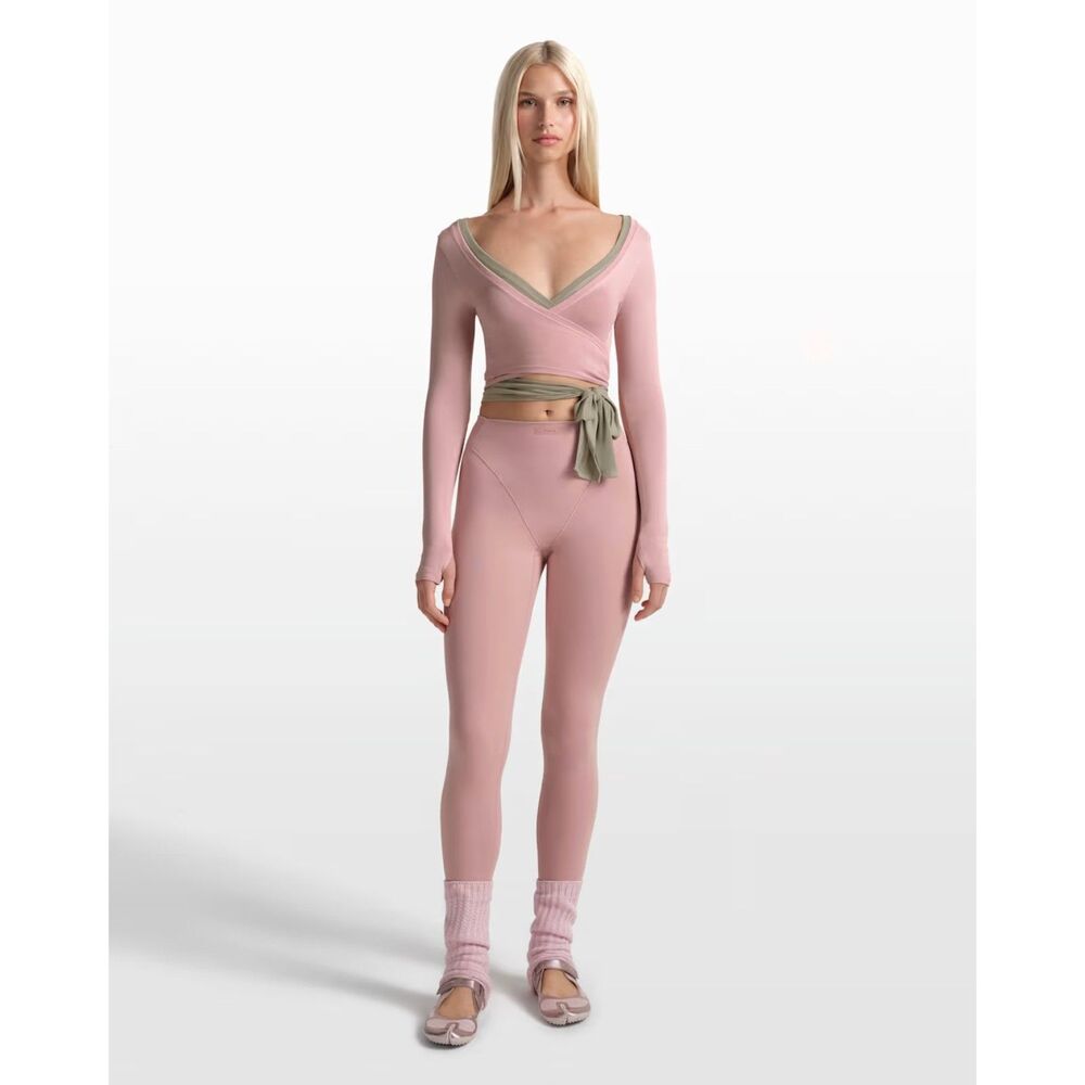 NikeSKIMS Stretch Knit Long-Sleeve Wrap Top | (M) | Himalayan Pink | NWT | - Picture 2 of 8